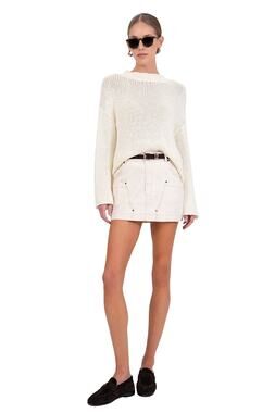 Parentezi Harper Ivory Mini Cotton Denim Skirt Size M